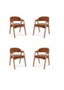Ver imagem 1 de Kit 4 Cadeiras Estofadas para Mesa de Jantar Madeira Gaia Caramelo Yescasa Marrom