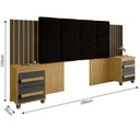 Ver imagem 3 de Cabeceira Casal Extensível com 2 Mesas de Apoio Ripado e Estofado Cinamomo com Grafite Suíça - Rv Mó