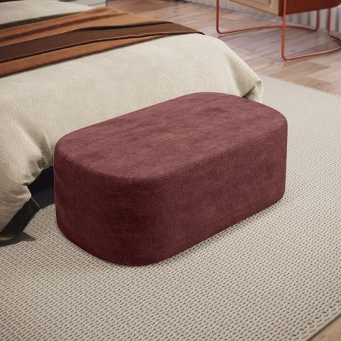 Puff Decorativo Orgânico para Living Quarto 100cm Doha W01 Linho Bordô - Lyam Decor