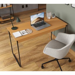 Mesa de Estudo Escrivaninha Criare Prateleira Escritório Moderno Estilo Industrial Nicho Cor Nature - 2