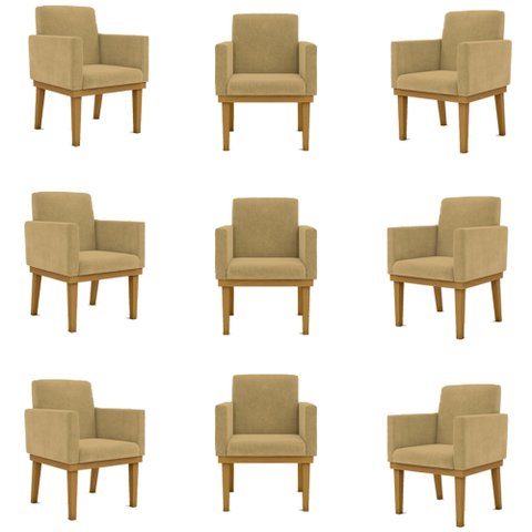 Kit 9 Poltronas Decorativa Reforçada Oferta - Balaqui Decor Cor:Capuccino