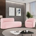 Ver imagem 1 de Sofá 2 Lugares 140cm Wendi e Poltrona Steve Suede Rosa Bebê I01 - Mpozenato