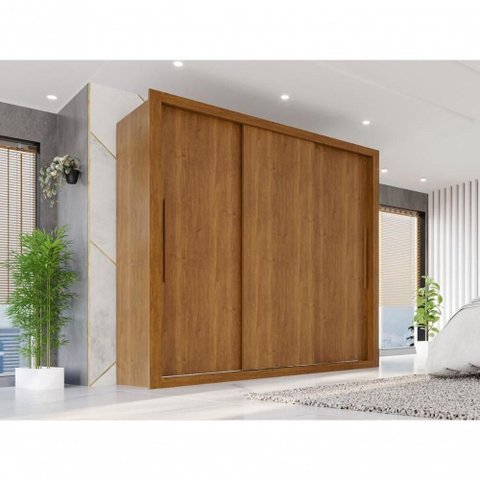 Guarda Roupa Casal Crsal 3 Portas de Correr 4 Gavetas MDP Cinamomo Multimóveis 185cm