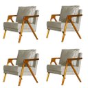 Ver imagem 1 de Kit 4 Poltronas Cadeira Mona Luxo Recepção - Suede Bege