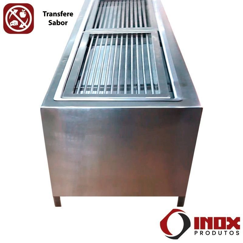 Churrasqueira Inox - Modelo 02 - Inox 304 - 100x32x33 Cm - 5