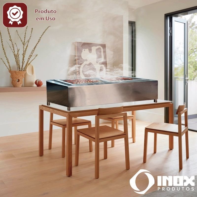 Churrasqueira Inox - Modelo 02 - Inox 304 - 100x32x33 Cm - 6