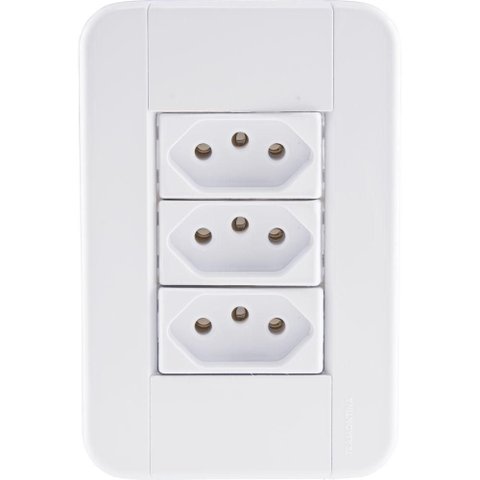 Conjunto 4x2 com 3 Tomadas 2P+T 20 a 250 V Tramontina Tablet Branco