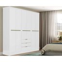 Ver imagem 1 de Guarda Roupa Casal Troy 1151 6 Portas 3 Gavetas MDP Branco Móveis Carraro