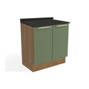 Ver imagem 1 de Balcão de Cozinha Botanic M623 c/ 2 Portas c/Tampo - Kappesberg Nogueira/Oliva/Preto Brilho -