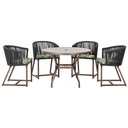 Ver imagem 1 de Mesa com 4 Cadeiras de Jantar Roma 100cm e Noronha em Aluminío Marrom Corda Nautica Estofado 5 Trama