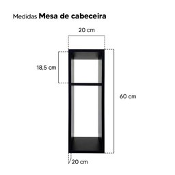 Conjunto Mesa De Cabeceira Pequena 20x20x60cm Preto Quarto Sala - 5