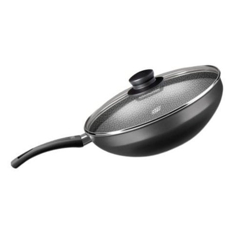 Frigideira Wok Antiaderente com Tampa Grafite 24cm 2,8l Mta