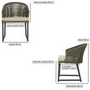 Ver imagem 2 de 2 Cadeira Noronha Aluminio Micro Pintura Preta, Tr. Telinha Corda Nautica Verde Militar, Estofado -