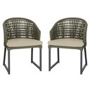 Ver imagem 1 de 2 Cadeira Noronha Aluminio Micro Pintura Preta, Tr. Telinha Corda Nautica Verde Militar, Estofado -