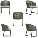 Ver imagem 5 de 2 Cadeira Noronha Aluminio Micro Pintura Preta, Tr. Telinha Corda Nautica Verde Militar, Estofado -