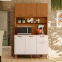 Ver imagem 1 de Armário de Cozinha Compacta New Livia 6 Portas 1 Gaveta - Freijó Uv/ripado/off Acetinado Poliman
