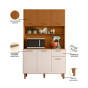 Ver imagem 3 de Armário de Cozinha Compacta New Livia 6 Portas 1 Gaveta - Freijó Uv/ripado/off Acetinado Poliman