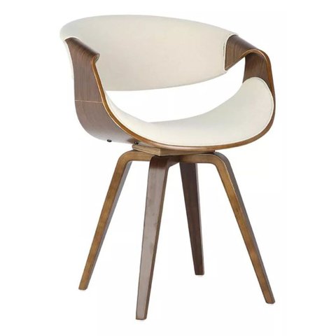 Cadeira de Jantar Nicole Rivatti Couro Madeira:creme