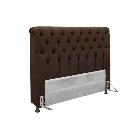 Cabeceira Cama Box Estofada Queen Queen Imperatriz Suede Marrom Chocolate - Simbal