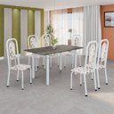 Ver imagem 1 de Conjunto Sala de Jantar com 6 Cadeiras Lara Branco/Arabesco