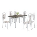 Ver imagem 2 de Conjunto Sala de Jantar com 6 Cadeiras Lara Branco/Arabesco