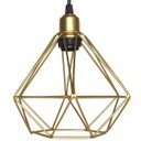 Ver imagem 4 de 2 Pendentes Aramado Diamante Luminária Lustre Retrô Balcão Dourado + 2 Lâmpada Led ST64 Vintage
