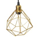 Ver imagem 5 de 2 Pendentes Aramado Diamante Luminária Lustre Retrô Balcão Dourado + 2 Lâmpada Led ST64 Vintage