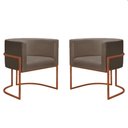 Ver imagem 1 de Kit 2 Poltronas Reforçada Decorativa Sala Nayara Base Ferro Bronze Suede Capuccino