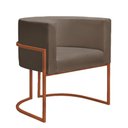 Ver imagem 4 de Kit 2 Poltronas Reforçada Decorativa Sala Nayara Base Ferro Bronze Suede Capuccino
