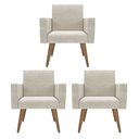 Ver imagem 1 de Kit 3 Poltronas Nina Clássico: Suede/bege
