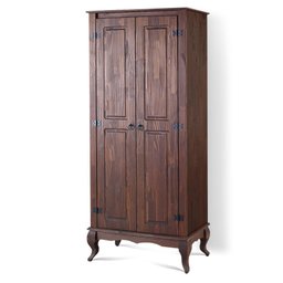 Armário Dispensa Rústico Madeira Maciça 2 Portas Marrom Shop JM - 2