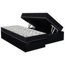 Ver imagem 1 de Cama Box Baú Solteiro: Colchão Espuma D45 Ortobom / Airtech 150 + Base Crc Suede Black (88x188)