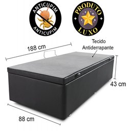 Box Baú Solteiro 88x188cm Courvin Preto - 2