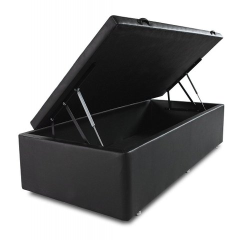 Box Baú Solteiro 88x188cm Sintético Preto