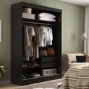 Ver imagem 5 de Guarda-Roupa Casal com Espelho 2 Portas de Correr 2 Gavetas Verona Yescasa