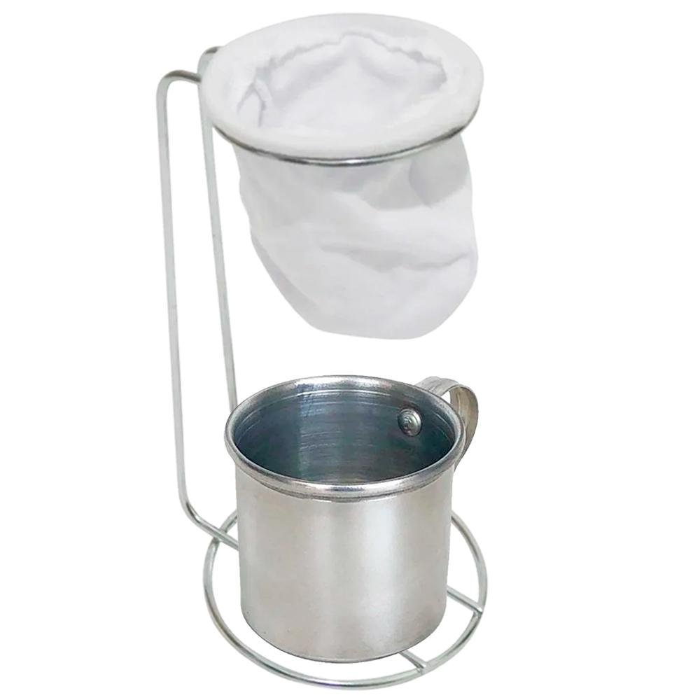 Suporte Coador de Café Cromado e Caneca Decor - Alumínio