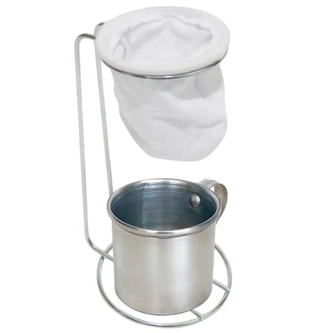 Suporte Coador de Café Cromado e Caneca Decor - Alumínio