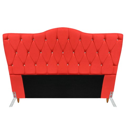 Cabeceira King Size Cama Box de Casal Quarto Estofada Barcelona 198cm:suede Vermelho