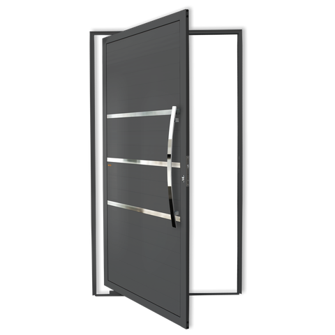 Porta Pivotante Alumínio Lambril Evolution c/Puxador D.Cinza 100 Brimak