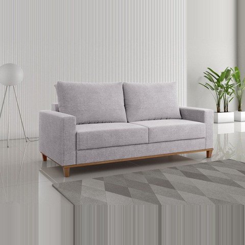 Sofá Living 3 Lugares 180cm Linhão Livia Bege Juta