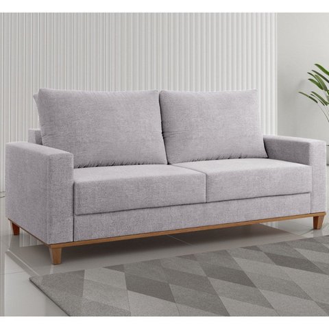Sofá Living 3 Lugares 180cm Linhão Livia Bege Juta