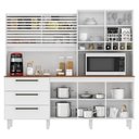 Ver imagem 3 de Armário para Cozinha Kit Mega 6 Portas 3 Gavetas 207,4cm Branco Fosco Brilho Zanzini Móveis