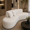 Ver imagem 1 de Sofá Curvo Orgânico Virginia 300cm Luxo Sala Boucle: Branco