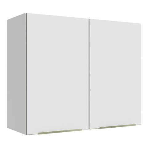 Armário Aéreo Madesa Lux 80 cm 2 Portas Branco/Branco Veludo