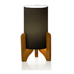 Abajur Luminária de Mesa Tecido Linho Cor Preto Pés Madeira Fio 1,5m 127/220v - 6