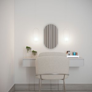 Espelho Oval Decorativo para Quarto 60x35cm - Off White
