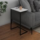 Ver imagem 1 de Mesa Lateral de Apoio Industrial Sofá Charmme Ferro Preto e Tampo Branco