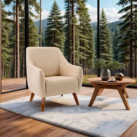 Poltrona para Sala de Jantar 86cm 76cm X 73cm Bege