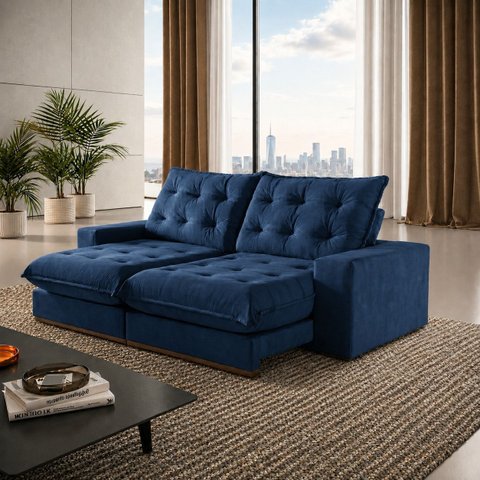 Sofá Milão Retrátil e Reclinável 290m - Azul