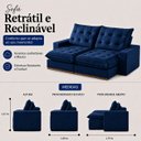 Ver imagem 3 de Sofá Milão Retrátil e Reclinável 290m - Azul